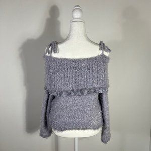 axes femme fuzzy purple sweater
